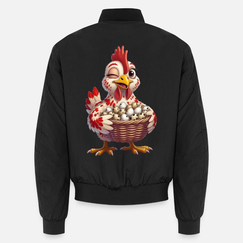 Huhn mit einem Korb voller Eier Unisex Bomberjacke