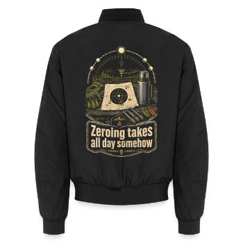 Arbalète Arbalète Mise à zéro prend toute la journée - Bomber unisexe - noir - Dos - AI Model Male 185 light (185cm)