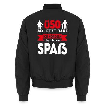 50 Jahre Geburtstag Die Ü 50 Party beginnt - Unisex Bomberjacke - Schwarz - Hinten - AI Model Male 185 light (185cm)