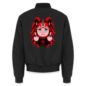 WRATH: Rot vor Wut? Das EinZORN mit Mittelfinger - Unisex Bomberjacke - Schwarz - Hinten - AI Model Male 185 light (185cm)