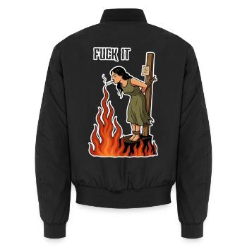 Fuck It – Hexe mit Zigarette Cartoon - Unisex Bomberjacke - Schwarz - Hinten - AI Model Male 185 light (185cm)