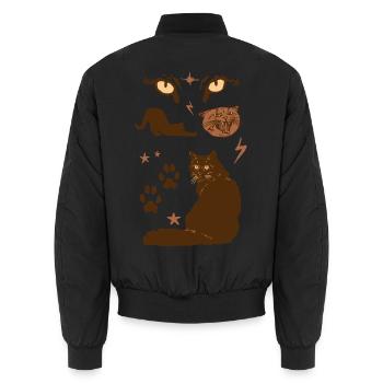 BRUNE KATZEN - Unisex Bomberjacke - Schwarz - Hinten - AI Model Male 185 light (185cm)