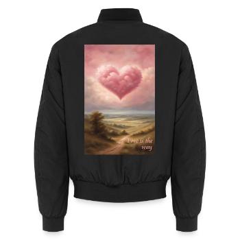 Herzwolke am Abend - Unisex Bomberjacke - Schwarz - Hinten - AI Model Male 185 light (185cm)