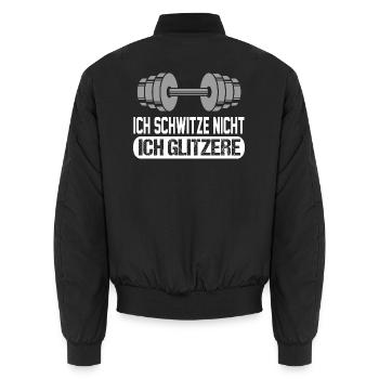 Ich schwitze nicht Bodybuilding Sprüche Sport - Unisex Bomberjacke - Schwarz - Hinten - AI Model Male 185 light (185cm)