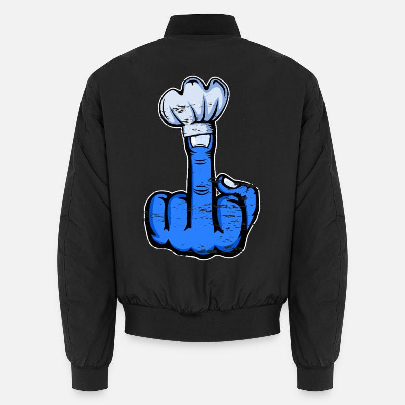 Middle Finger Stinky Finger Chef's Hat Design Blue Unisex Bomber Jacket
