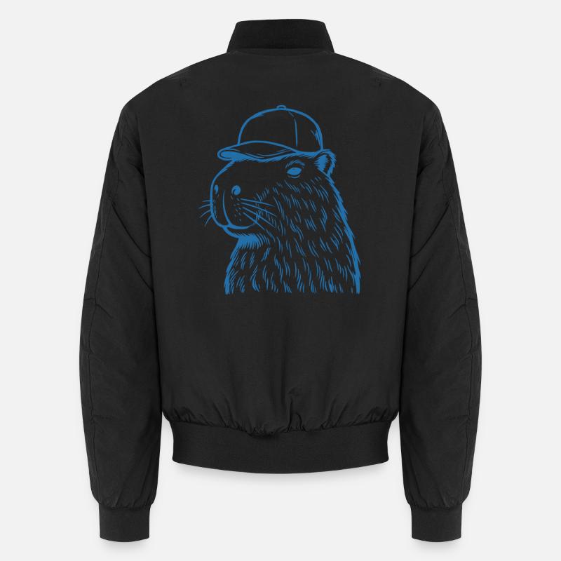 Capybara mit Baseballkappe - Unisex Bomberjacke - Schwarz