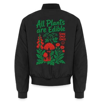 Alle Pflanzen sind essbare, biologische Gärtnerungen - Unisex Bomberjacke - Schwarz - Hinten - AI Model Male 185 light (185cm)