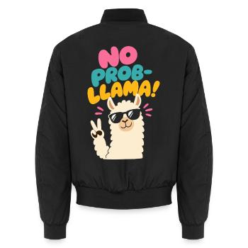 No Prob-Llama – Cooles Lama mit Peace-Zeichen - Unisex Bomberjacke - Schwarz - Hinten - AI Model Male 185 light (185cm)