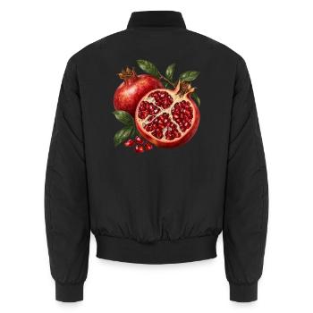 Granatapfel geöffnet zu Ruby Chambers - Unisex Bomberjacke - Schwarz - Hinten - AI Model Male 185 light (185cm)
