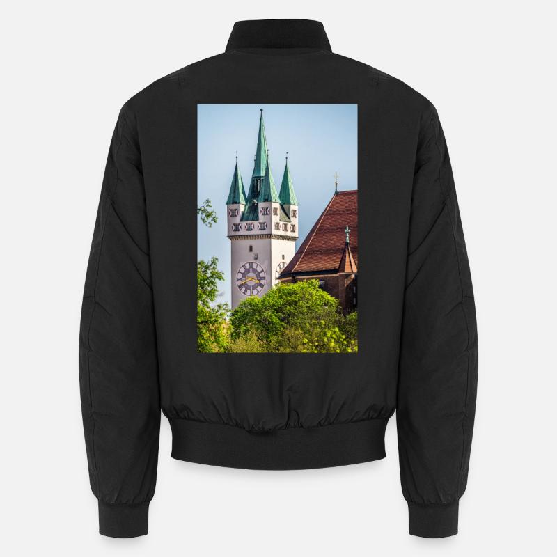 Straubing Stadtturm - Unisex Bomberjacke - Schwarz