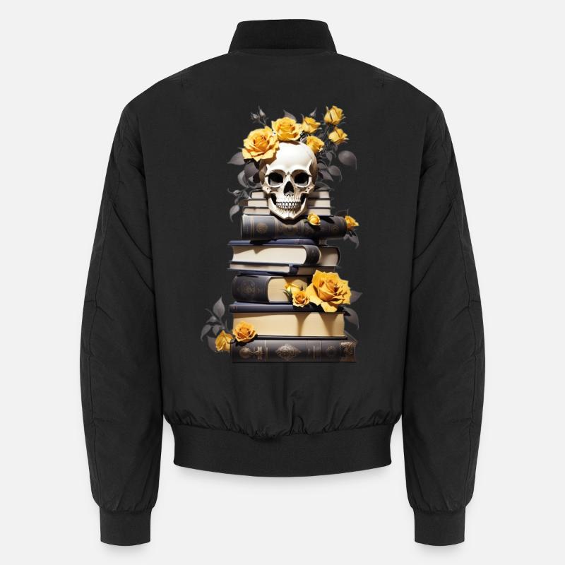 Bücherstapel mit Schädel Unisex Bomberjacke