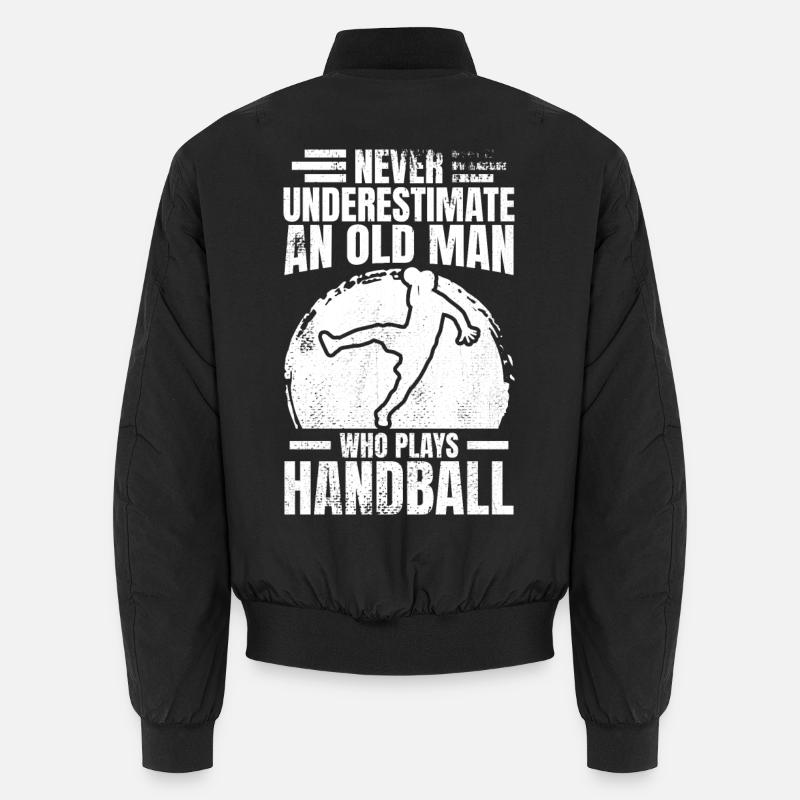 Never underestimate an old handball player Unisex Bomber Jacket