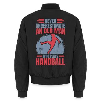 Handball Großvater - Unisex Bomberjacke - Schwarz - Hinten - AI Model Male 185 light (185cm)