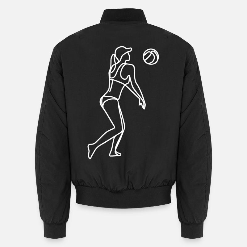 Beach volleyball player drawing - Unisex Bomber Jacket - black