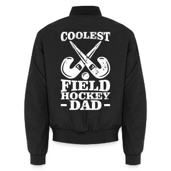 Coolest Hockey Dad - Unisex Bomber Jacket - black - Back - AI Model Male 185 light (185cm)