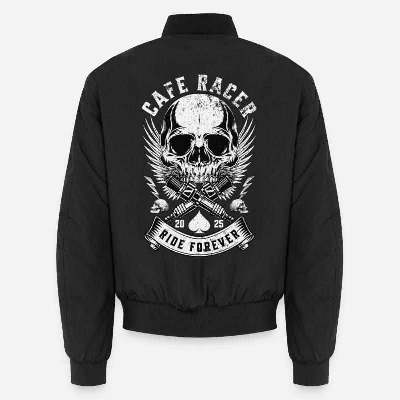 Cafe Racer Skull Ride Forever Biker Bomber unisexe