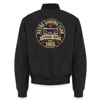 Vintage 1965 Geburtstag 1965 Geschenk 1965  - Unisex Bomberjacke - Schwarz - Hinten - AI Model Male 185 light (185cm)