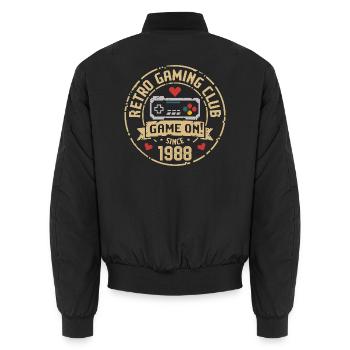Vintage 1988 Birthday 1988 Gift 1988 - Unisex Bomber Jacket - black - Back - AI Model Male 185 light (185cm)