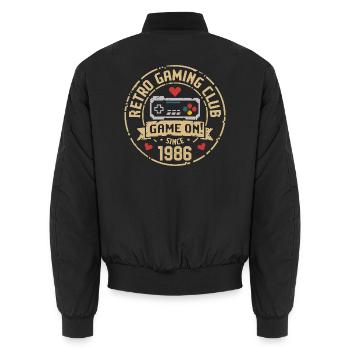 Vintage 1986 Birthday 1986 Gift 1986 - Unisex Bomber Jacket - black - Back - AI Model Male 185 light (185cm)