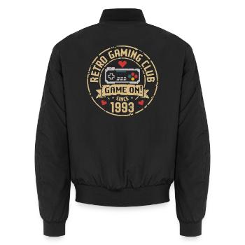 Vintage 1993 Birthday 1993 Gift 1993 - Unisex Bomber Jacket - black - Back - AI Model Male 185 light (185cm)
