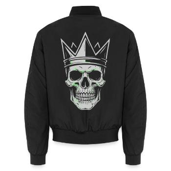 Crown Skull Motif for Skull and Rock Fans - Unisex Bomber Jacket - black - Back - AI Model Male 185 light (185cm)