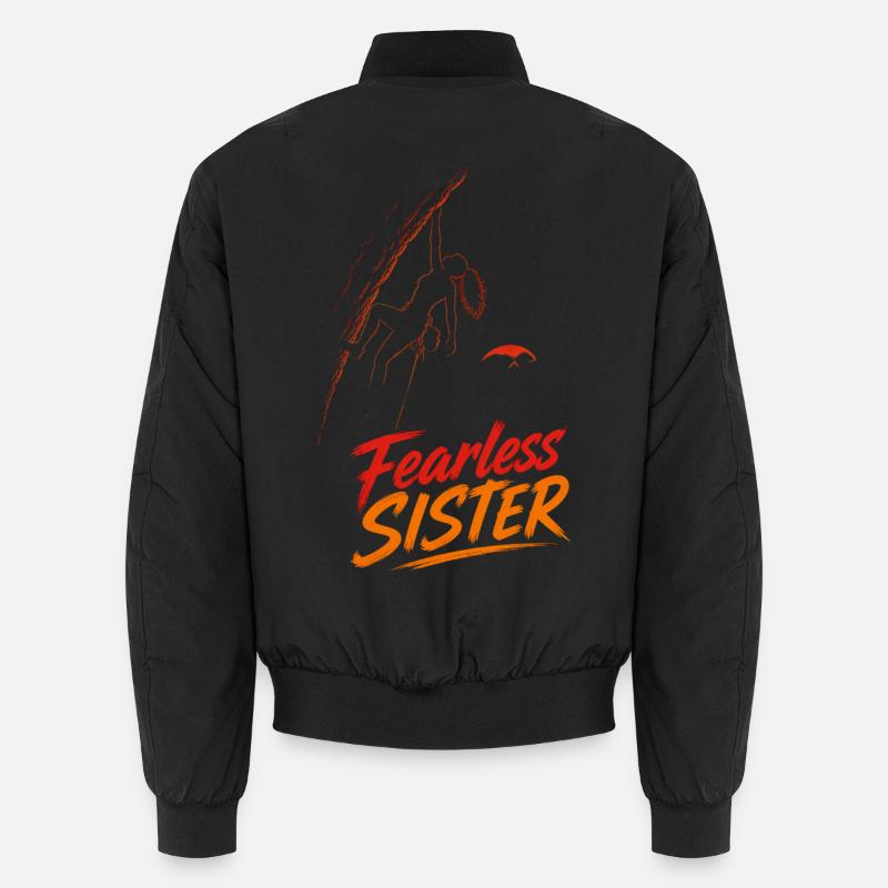 Fearless Sister – Climbing without fear - Unisex Bomber Jacket - black