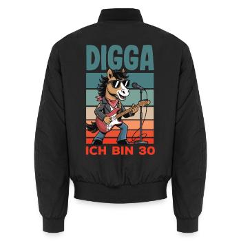 Digga Ich Bin 30 Pferd Rock - Unisex Bomberjacke - Schwarz - Hinten - AI Model Male 185 light (185cm)