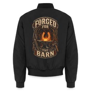 Hufschmied Hufschmiede Forged For The Barn - Unisex Bomberjacke - Schwarz - Hinten - AI Model Male 185 light (185cm)