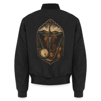 Bluegrass Musik - Unisex Bomberjacke - Schwarz - Hinten - AI Model Male 185 light (185cm)