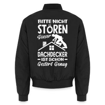 Dachdecker Spruch Lustig Handwerker Geschenk - Unisex Bomberjacke - Schwarz - Hinten - AI Model Male 185 light (185cm)
