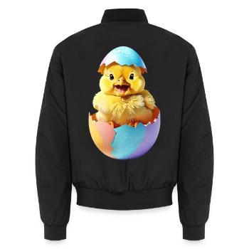 Kueken-Osterei - Unisex Bomberjacke - Schwarz - Hinten - AI Model Male 185 light (185cm)