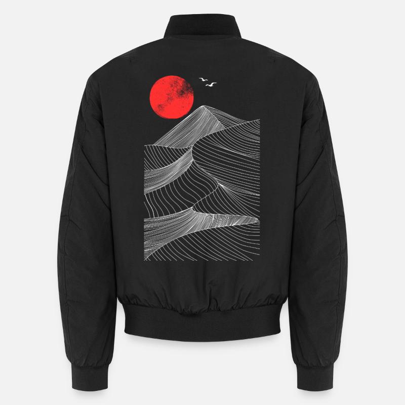 Red Sun Over Mountains Abstract - Unisex Bomber Jacket - black