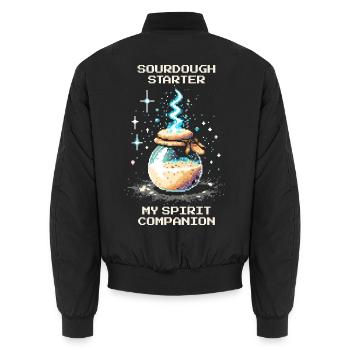 Sourdough: My soul mate | Baking bread - Unisex Bomber Jacket - black - Back - AI Model Male 185 light (185cm)