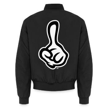 Raised index finger (finger / left hand NEG2C) - Unisex Bomber Jacket - black - Back - AI Model Male 185 light (185cm)