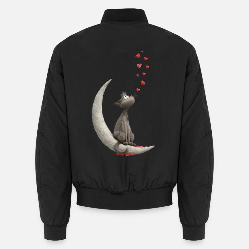 Cat on Moon - Unisex Bomber Jacket - black