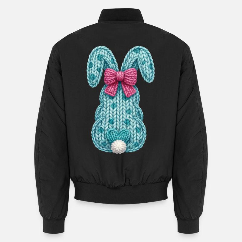 Easter Bunny From Back Bow Faux Yarn Easter Unisex Bomber Jacket