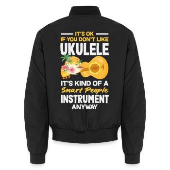 Funny Ukulele Designs and Sayings - Unisex Bomber Jacket - black - Back - AI Model Male 185 light (185cm)