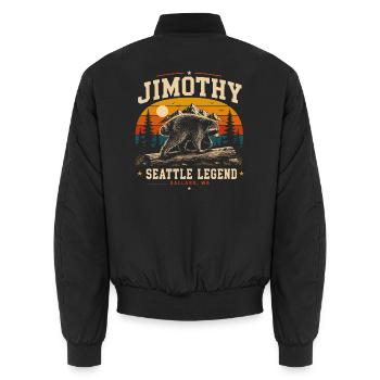 Vintage Waschbär Jimothy Vollmondsonnenuntergang - Unisex Bomberjacke - Schwarz - Hinten - AI Model Male 185 light (185cm)