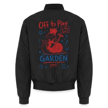 Stadtgärtnern, um im Dreck zu spielen - Unisex Bomberjacke - Schwarz - Hinten - AI Model Male 185 light (185cm)