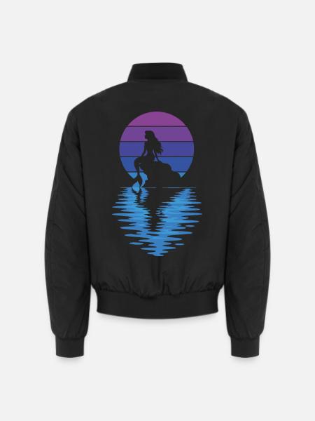 Silhouette des Sonnenuntergangs der Meerjungfrau über Wasser - Unisex Bomberjacke - Schwarz