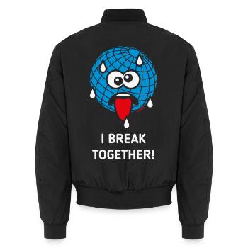 Emoticon Erde, I Break Together, Klimawandel NEG3C - Unisex Bomberjacke - Schwarz - Hinten - AI Model Male 185 light (185cm)