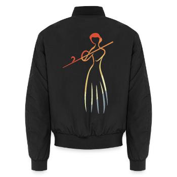 Flötenspielerin Skizze Vintage - Unisex Bomberjacke - Schwarz - Hinten - AI Model Male 185 light (185cm)