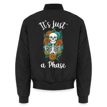 Halloween floral Skelett just a phase - Unisex Bomberjacke - Schwarz - Hinten - AI Model Male 185 light (185cm)