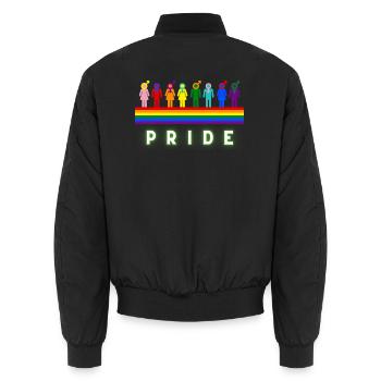Pride Regenbogen LGBTQ Vielfalt Design - Unisex Bomberjacke - Schwarz - Hinten - AI Model Male 185 light (185cm)