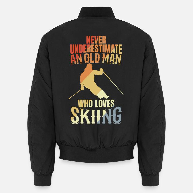Never underestimate an old skier - Unisex Bomber Jacket - black