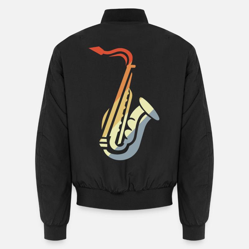 Saxophone Sketch Vintage Unisex Bomber Jacket