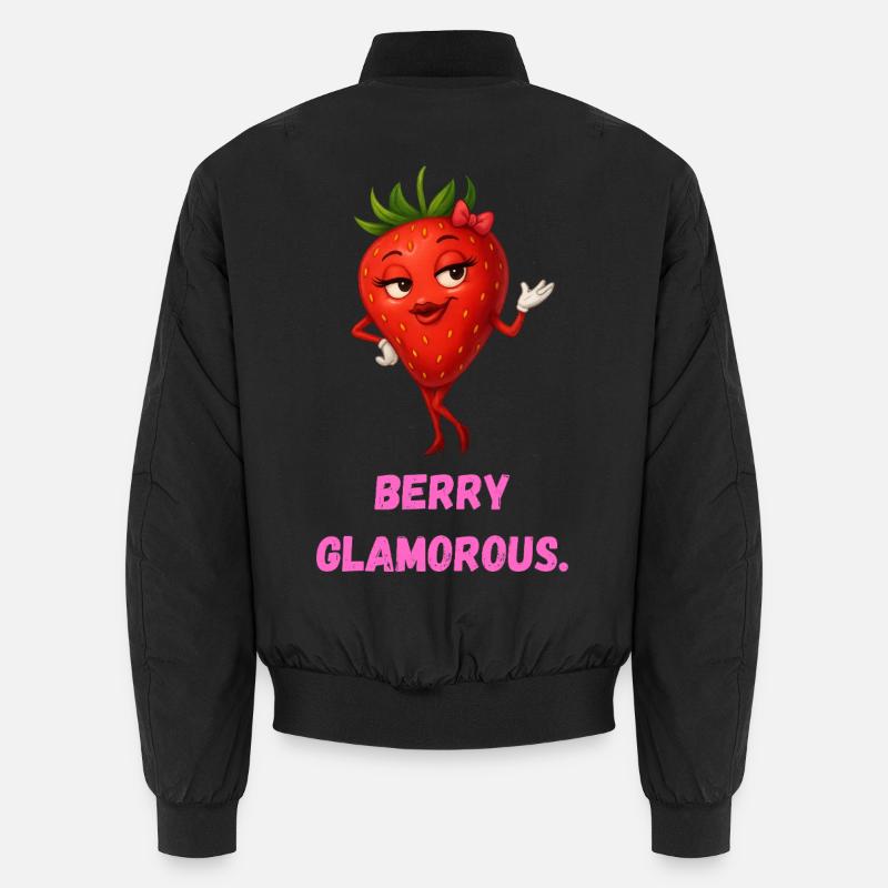 Berry Glamorous Erdbeere Dame Karikatur - Unisex Bomberjacke - Schwarz