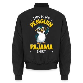 Pingouin mignon - Cadeau pour l’amoureux des manchots - Bomber unisexe - noir - Dos - AI Model Male 185 light (185cm)