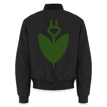 Grüne Pflanzensilhouette mit Stecker - Unisex Bomberjacke - Schwarz - Hinten - AI Model Male 185 light (185cm)