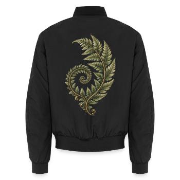 Fibonacci Spirale Farn – Mathematik und Natur - Unisex Bomberjacke - Schwarz - Hinten - AI Model Male 185 light (185cm)